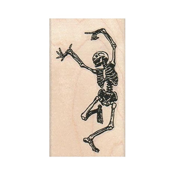 Skeleton Dancing RUBBER STAMP, Halloween Stamp,Day Of The Dead Stamp, Bones Stamp, Skull Stamp, Anatomy Stamp, Skeleton Stamp, Skeletal