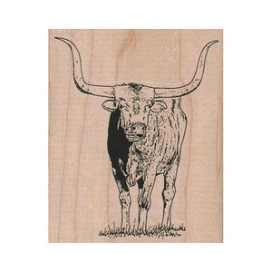 LongHorn Steer RUBBER STAMP, Cowboy Stamp, Western Stamp, Old West Stamp, Wild West Stamp, Steer Stamp, Texas Stamp, Ranching Stamp, Cattle