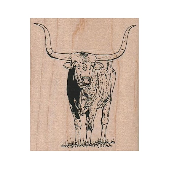 LongHorn Steer RUBBER STAMP, Cowboy Stamp, Western Stamp, Old West Stamp, Wild West Stamp, Steer Stamp, Texas Stamp, Ranching Stamp, Cattle