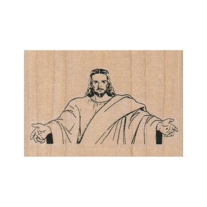 Welcoming Jesus RUBBER STAMP, Christian Stamp, Religious Stamp, Jesus Stamp, Christ Stamp, WWJD Stamp, Jesus Love Stamp, Open Arms Stamp