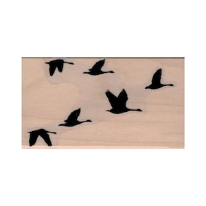 Troupeau d'oies Tampon en caoutchouc, Tampon oiseaux, Tampon oies, Tampon oiseaux en vol, Tampon en formation en V, Tampon en vol, Tampon troupeau d'oiseaux, Gaggle