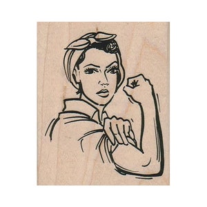 Strong Woman RUBBER STAMP, We Can Do It Lady Stamp, Rosie The Riveter Stamp, Rosie Stamp, Woman Power Stamp, Woman Stamp, Lady Stamp, Female