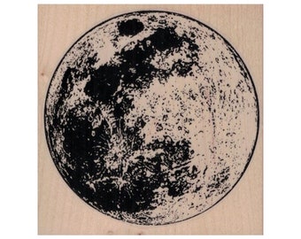 Moon RUBBER STAMP, Space Rubber Stamp, Moon Landing Stamp, Lunar Rubber Stamp, Night Stamp, Full Moon Rubber Stamp, Halloween Stamp