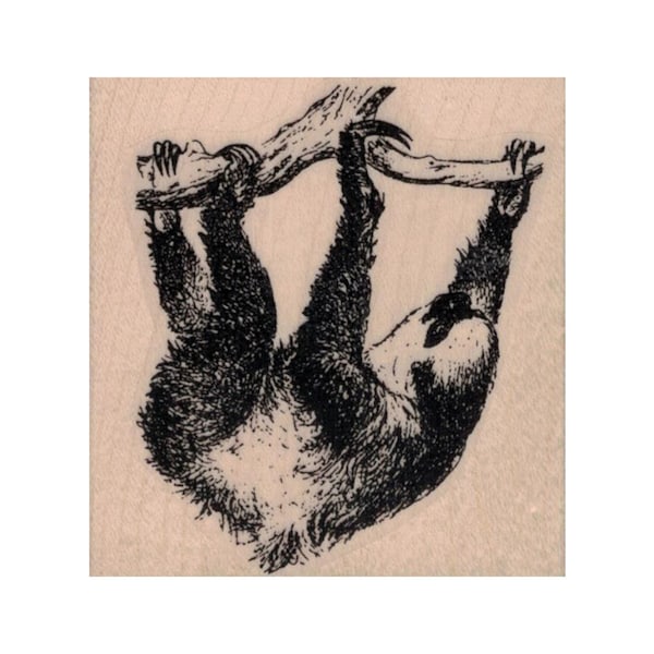 Sloth Hanging From Branch RUBBER STAMP, Three Toe Sloth Stamp, Sloth Stamp, Xenarthra Stamp, Mammal Stamp, Tree Sloth Stamp, Wildlife Stamp