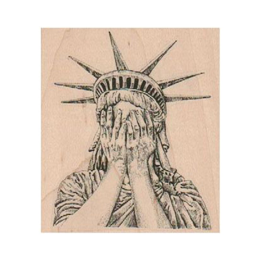 Weeping Statue of Liberty RUBBER STAMP, Lady Liberty Stamp, Crying Statue of Liberty, Statue of