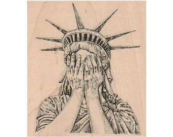 Weeping Statue of Liberty RUBBER STAMP, Lady Liberty Stamp, Crying Statue of Liberty, Statue of Liberty Stamp, Liberty Island Stamp, NYC