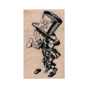 Mad Hatter RUBBER STAMP, Alice in Wonderland Stamp, Wonderland Stamp, Unbirthday Party Stamp, Tea Party Stamp, Hatter Stamp, Alice Stamp