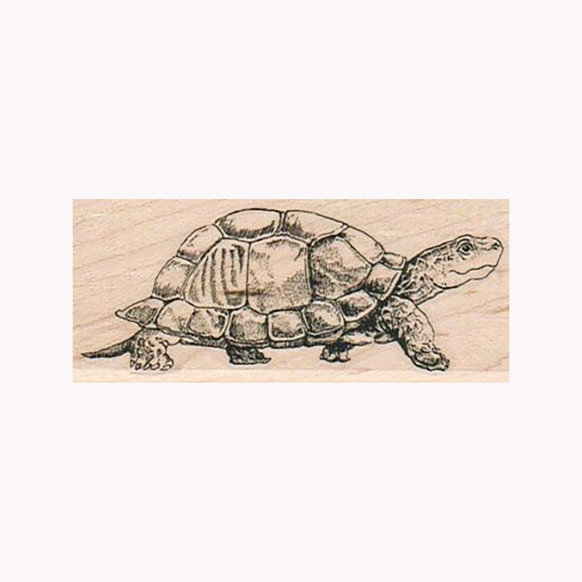 Sea Turtle Tribal Self-Inking Stamp - 1/2 Inch Mini Rubber Stamp With Sky Blue Ink, For Crafts, Planners & Cards