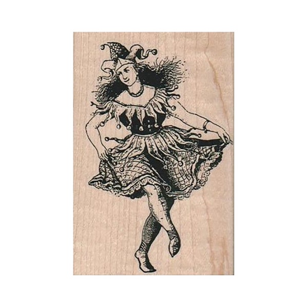 Jester RUBBER STAMP, Carnival Stamp, Circus Stamp, Clown Stamp, Pierrot Stamp, Mime Stamp, Kings Court Stamp, Comedian Stamp, Dancing Girl