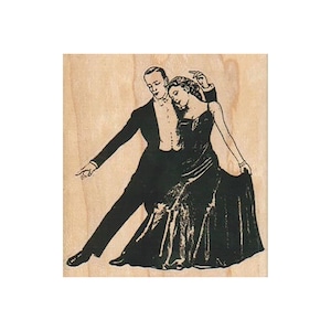 Tampon en caoutchouc danseurs gracieux, tampon danse, tampon danse de salon, tampon danseurs, tampon couple d'amoureux, tampon danseurs, couple