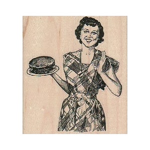 Carimbo de borracha Cake Lady, carimbo de cozinha, carimbo de panificação, carimbo de cozinha, carimbo de bolo, carimbo retrô, carimbo de senhora retrô, carimbo de mulher retrô, dona de casa