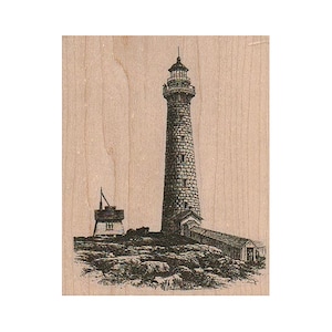 Lighthouse Scene RUBBER STAMP, Water Stamp, Lighthouse Stamp, Ocean Stamp, Sea Port Stamp, Sailing Stamp, Landmark Stamp, Travel Stamp