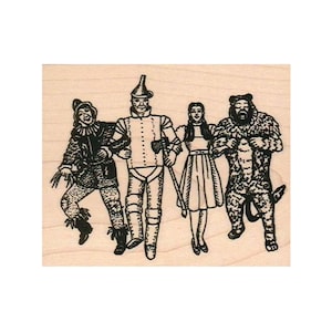 Dancing Foursome RUBBER STAMP, Follow The Yellow Brick Road, Scarecrow Stamp, Dorothy Stamp, Lion Stamp, Tin man Stamp, Friends Stamp