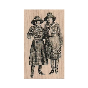 Two Cowgirls RUBBER STAMP, Cowgirl Stamp, Western Stamp, Old West Stamp, Wild Wild West, Rodeo Stamp, Country Stamp, Rancher Stamp, Farmer