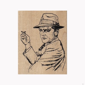 Smoking Man GUMMI STEMPEL, Retro Mann Stempel, Vintage Mann Stempel, Mann im Hut Stempel, Gentleman Stempel, männlicher Stempel, alter Zeit Mann Stempel, Mann Stempel