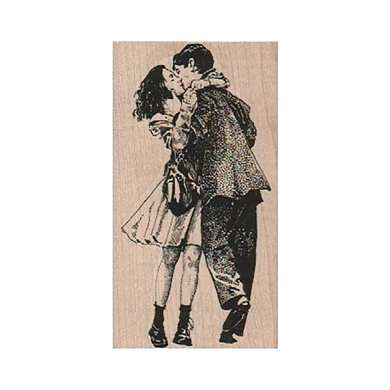 Young Couple Kissing RUBBER STAMP Lovers Stamp In Love Etsy España