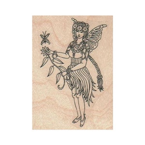 Fee, Blume & Schmetterling GUMMIstempel, Fantasy Stempel, Fee Stempel, Garten Stempel, Blumenstempel, Feenstempel, Pixie Stempel, Blumenfee Stempel