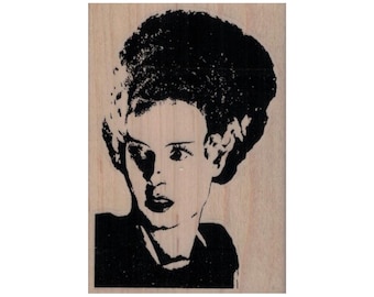 Bride of Frankenstein RUBBER STAMP, Halloween Stamp, Horror Movie Stamp, Frankenstein Stamp, Halloween Monster, Frankenstein's Bride