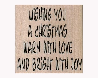 Wishing You/Christmas RUBBER STAMP, Merry Christmas Stamp, Christmas Stamp, XMAS Stamp, Holiday Stamp, Christmas Cheer Stamp, Holidays