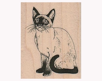 Siamese Cat RUBBER STAMP, Kitty Cat Stamp, Cat Stamp, Siamese Cat Stamp, Funny Cat Stamp, Cat Lover Stamp, Cat Looking Stamp, Kitty, Feline