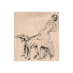 Sello de goma "Trío de damas con perros", sello "Mujer fabulosa con perros", sello "Mujer glamurosa", sello "Amante de los perros", sello "Mujer retro", sello "Mujer"