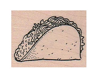 Taco  RUBBER STAMP, Taco Tuesday Stamp, Taco Lover Stamp, Hard Shell Taco, Fast Food Stamp, Food Lover Stamp, Food Stamp, Crunchy Taco
