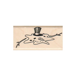 Melted Snowman RUBBER STAMP, Snowman Stamp, Winter Stamp, Christmas Stamp, Holiday Stamp, Melted Snowman With Hat, Snow Stamp, Christmas