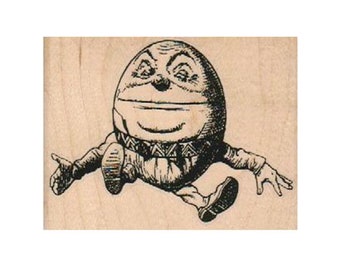 Humpty Dumpty RUBBER STAMP, Alice in Wonderland Stamp, Egg Rubber Stamp, Humpty Dumpty, Dressed up Egg Stamp