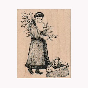 Papai Noel com árvore CARIMBO DE BORRACHA, Carimbo de Papai Noel, Carimbo de Papai Noel, Carimbo de Natal, Carimbos de X-Mas, Carimbo de São Nicolau, Carimbo de feriado, São Nicolau