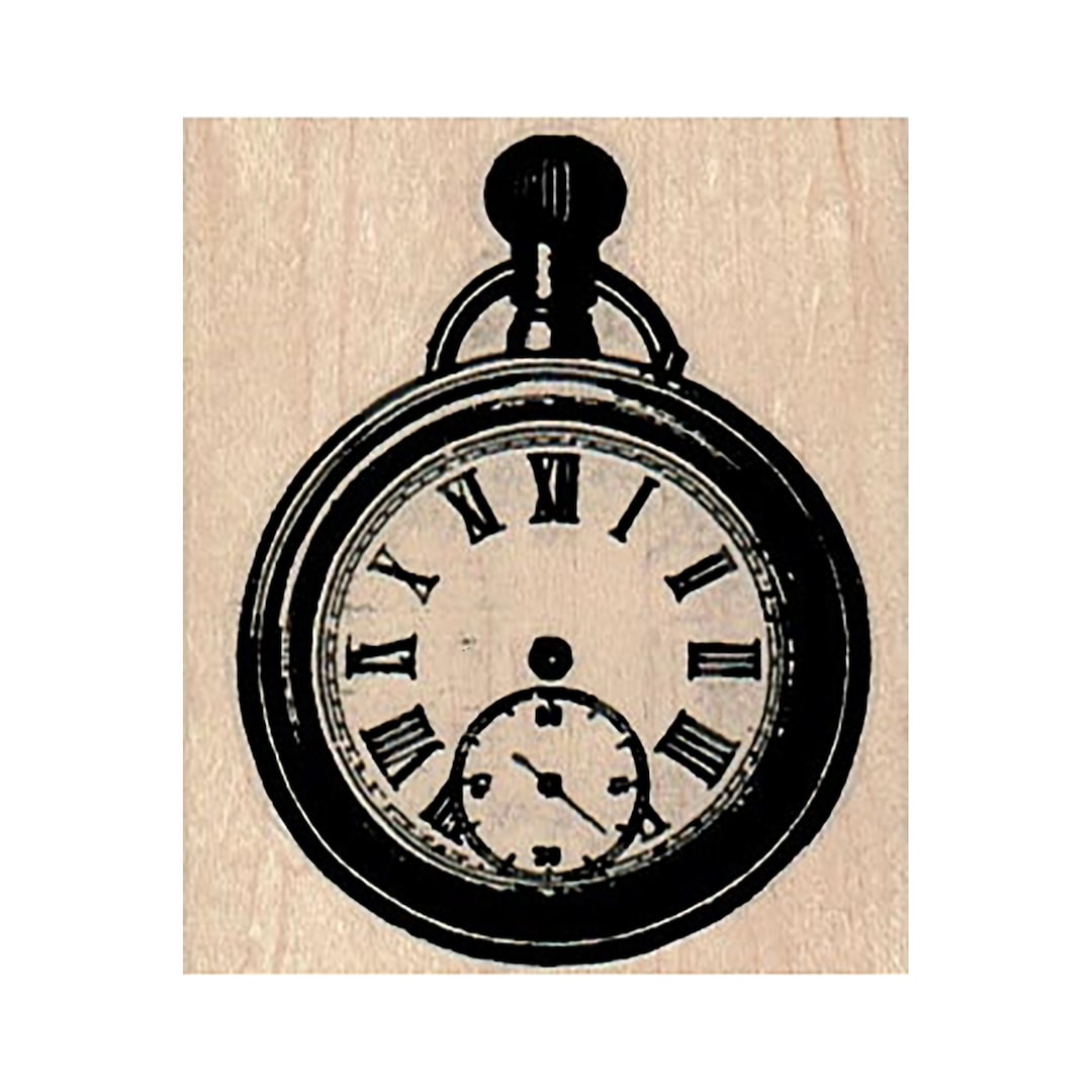 Pocket Watch RUBBER STAMP, Pocket Watch Stamp, Watch Stamp, Steampunk