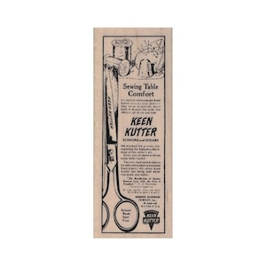 Keen Kutter Ad SELO DE BORRACHA, Selo de Publicidade, Selo de Anúncio Vintage, Anúncio de Jornal, Selo de Tesoura, Selo de Costura, Selo de Tesoura, Kit de Costura