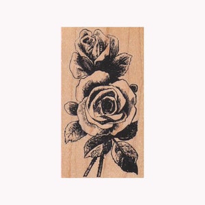 Double Roses RUBBER STAMP, Flower Stamp, Rose Stamp, Love Stamp, Rose Bush Stamp, Bouquet Stamp, Double Roses Blooming, Blooming Rose Stamp