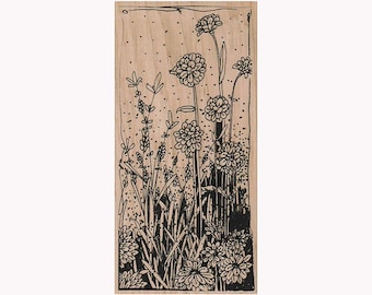 Flower Background RUBBER STAMP, Flower Stamp, Nature Stamp, Outdoor Stamp, Wild Flowers Stamp, Weeds Stamp, Woods Stamp, Flowers Lover Stamp