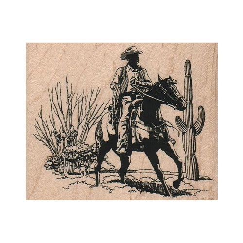 Desert Cowboy Riding Horse RUBBER STAMP Cowboy Stamp Horse Etsy
