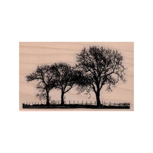 Leafless Trees In Field RUBBER STAMP, Tree Stamp, Trees Stamp, Outdoor Stamp, Field Stamp, Leafless Trees, Fall Rubber Stamp, Autumn Stamp