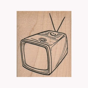 Vintage tragbarer TV-Stempel, Unterhaltungsstempel, Fernsehstempel, TV-Stempel, Vintage-TV-Stempel, Haushaltsgerätestempel, tv