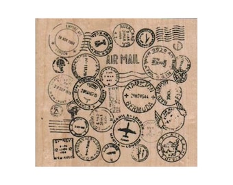 Postal Background RUBBER STAMP, Background Stamp, Mixed Media Stamp, Mail Stamp, Travel Stamp, Postal Stamp, Postmark Stamp, Mail Stamp