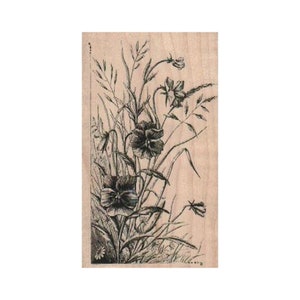 SELLO DE GOMA DE FLORES SILVESTRES, Sello de flores, Sello de naturaleza, Sello de exteriores, Sello de flores silvestres, Sello de malezas, Sello de bosques, Sello de amantes de las flores