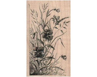 Wild Flowers RUBBER STAMP, Flower Stamp, Nature Stamp, Outdoor Stamp, Wild Flowers Stamp, Weeds Stamp, Woods Stamp, Flowers Lover Stamp