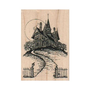 Haunted House RUBBER STAMP, Halloween Rubber Stamp, Halloween Stamp, Haunted Stamp, Haunted Stamp, Halloween House Stamp, Scary House Stamp