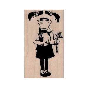 Banksy Gasmaske Blumenmädchen STEMPEL, Post Apocalyptic Stempel, Gasmaske Mädchen Stempel, Gasmaske Stempel, Kriegsstempel, Street Art Stempel