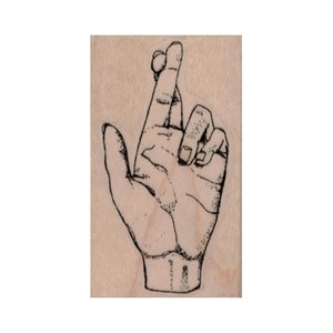 Hand with Fingers Crossed RUBBER STAMP, Crossed Fingers Stamps, Finger Stamp, Good Luck Stamp, Fingers Crossed Stamp, Hand Stamp, Hands
