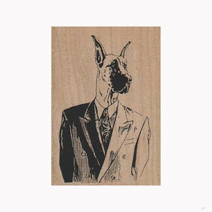 Great Dane Businessdog RUBBERSTEMPEL, hondenstempel, hond in pak stempel, stempel hondenliefhebber, stempel Great dane, honden, Duitse dog, hondenpak
