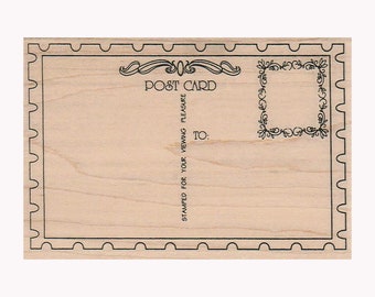 Post Card Back RUBBER STAMP, Post Card Stamp, Hand Made Postcards, Mixed Media, Mail Stamp, Postcard Back Stamp, Postal Stamp, Card Making