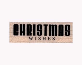 Christmas Wishes RUBBER STAMP, Merry Christmas Stamp, Christmas Stamp, XMAS Stamp, Holiday Stamp, Christmas Cheer Stamp, Christmas Cards