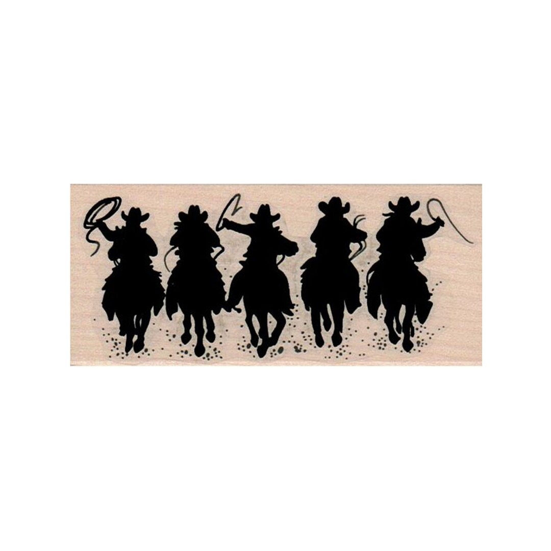 Riding Cowboys Silhouette RUBBER STAMP, Cowboys Rubber Stamp, Horse