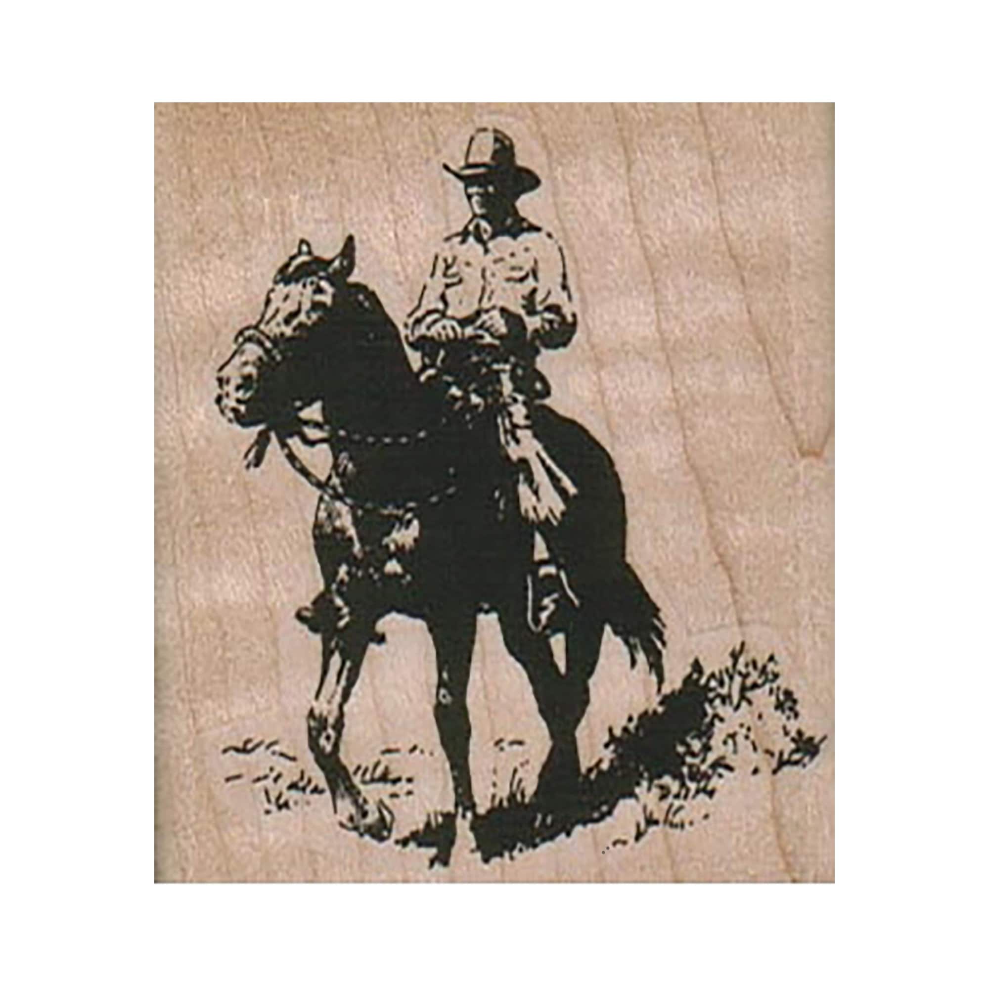 Cowboy Riding Horse RUBBER STAMP Cowboy Stamp Horse Riding - Etsy