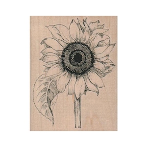SELLO DE GOMA DE GIRASOL, Sello de girasol con hojas, Sello de flores, Sello de girasol, Sello de naturaleza, Sello de amante de las flores, Sello de jardín