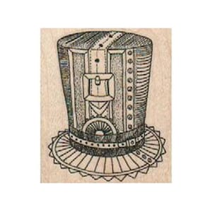 Puede incluir: Una ilustración en blanco y negro de un sombrero alto y adornado con un ala ancha y una hebilla en el lateral. El sombrero tiene un diseño detallado con varios patrones y texturas.