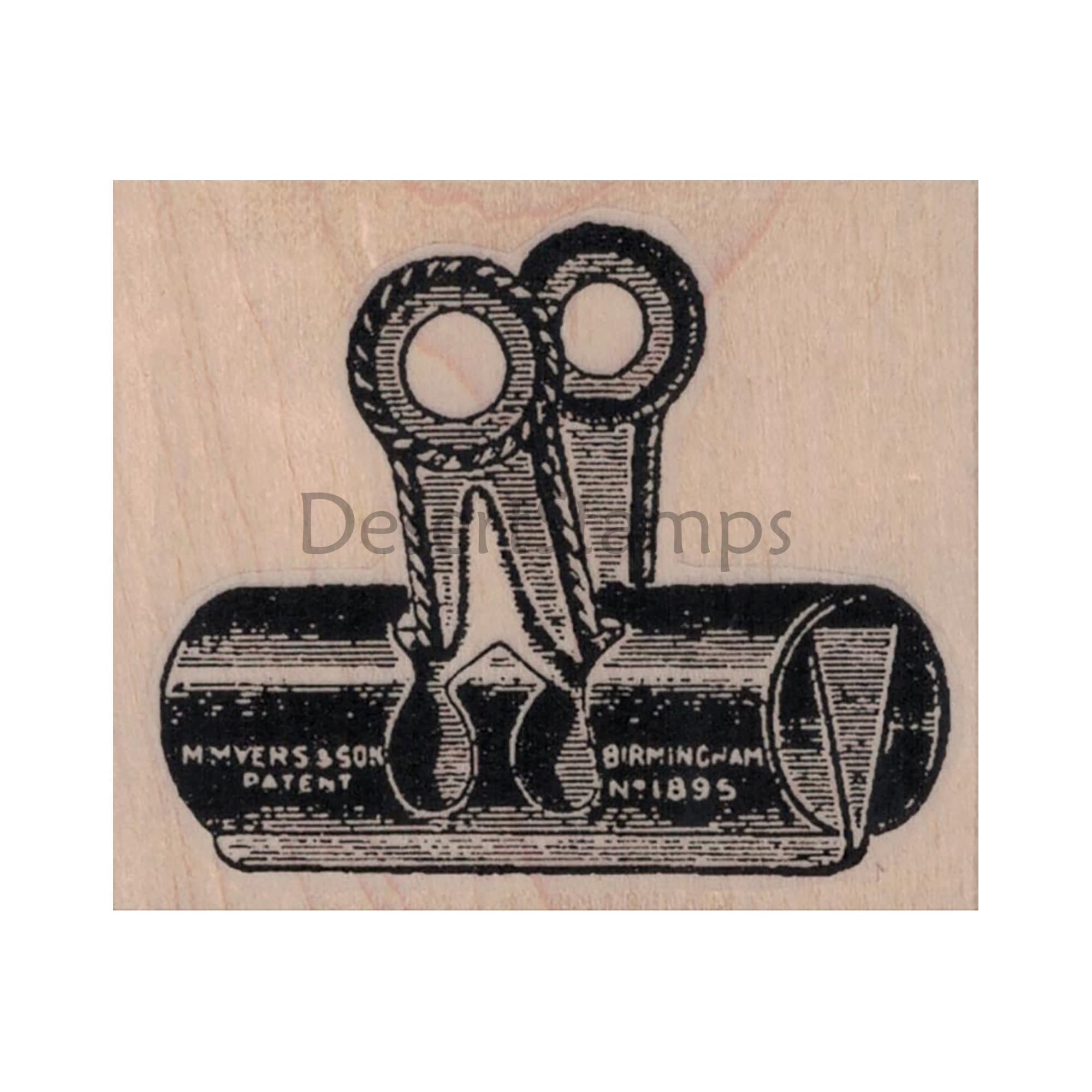 Binder Clip RUBBER STAMP, Clip Stamp, Binder Stamp, Office Stamp, Paper ...